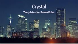  Presentation with canada - PPT layouts having calgary downtown panorama at night background and a ocean colored foreground