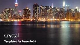  Presentation with new york night - Slide deck featuring panorama at night with skyscraper background and a black colored foreground