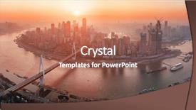  Presentation with architecture city - Slide set featuring panorama at sunset in china background and a red colored foreground