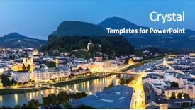  Presentation with city - Beautiful PPT layouts featuring panorama-beautiful-view backdrop and a teal colored foreground