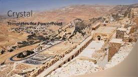  Presentation with castle - Presentation theme featuring panorama-from-crusader-castle-al background and a coral colored foreground