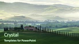  Presentation with farm house - Amazing presentation theme having panorama green field and farm backdrop and a tawny brown colored foreground