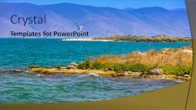  Presentation with armenia - Beautiful presentation design featuring panorama-landscape-of-lake-sevan backdrop and a light blue colored foreground