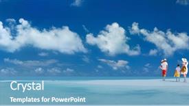  Presentation with happy kids - Colorful PPT theme enhanced with panorama of a happy family backdrop and a teal colored foreground