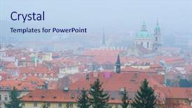  Presentation with czechia - PPT layouts having panorama of a historical part of prague czechia background and a sky blue colored foreground