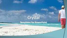  Presentation with romantic beach - Presentation design featuring panorama of a romantic couple background and a teal colored foreground