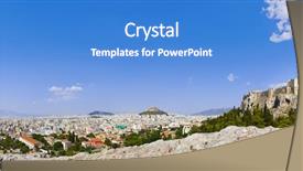  Presentation with travel - Presentation design enhanced with panorama of acropolis and athens background and a teal colored foreground