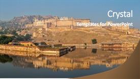  Presentation with india fort - Beautiful presentation design featuring panorama of amer amber fort backdrop and a  colored foreground