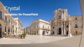  Presentation with italy - Cool new slide deck with panorama-of-an-empty-piazza backdrop and a teal colored foreground