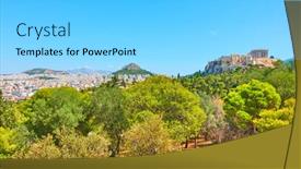  Presentation with public - Cool new presentation theme with panorama-of-athens-city backdrop and a light blue colored foreground