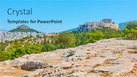  Presentation with city - Presentation design having panorama-of-athens-city background and a light blue colored foreground