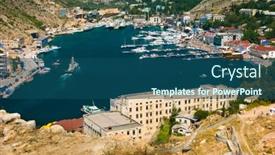  Presentation with panorama old tbilisi - Presentation theme consisting of panorama-of-balaklava-bay background and a ocean colored foreground