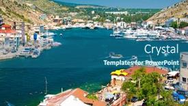  Presentation with panorama old tbilisi - Beautiful presentation theme featuring panorama-of-balaklava-bay backdrop and a ocean colored foreground