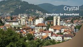  Presentation with river - Amazing presentation theme having panorama-of-bijelo-polje backdrop and a seafoam green colored foreground