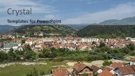  Presentation with river - Presentation design having panorama-of-bijelo-polje background and a light blue colored foreground