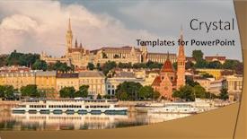  Presentation with budapest - PPT layouts consisting of panorama-of-buda-side background and a mint green colored foreground
