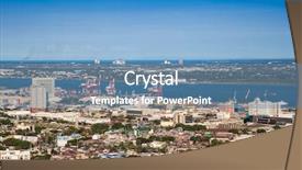  Presentation with metropolitan - PPT layouts enhanced with panorama of cebu city philippines background and a teal colored foreground