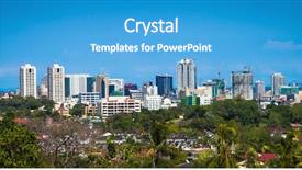  Presentation with metropolitan - Beautiful PPT theme featuring panorama of cebu city philippines backdrop and a teal colored foreground