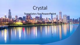  Presentation with city chicago - Presentation theme enhanced with panorama of chicago downtown city background and a light blue colored foreground