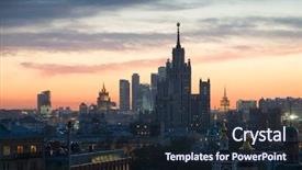  Presentation with stalin - Slide deck enhanced with panorama of churches stalin skyscraper background and a wine colored foreground