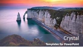  Presentation with coastal - Colorful PPT layouts enhanced with panorama-of-coastal-landscape-along backdrop and a seafoam green colored foreground