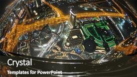  Presentation with dubai - Slide deck consisting of panorama of down town dubai modern city at night background and a tawny brown colored foreground