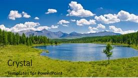  Presentation with russia - Beautiful slides featuring panorama of lake altai russia backdrop and a gold colored foreground