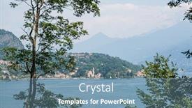  Presentation with church - Beautiful slide deck featuring panorama-of-lake-como-tremezzo backdrop and a seafoam green colored foreground