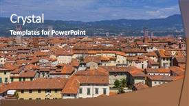  Presentation with italia - Beautiful PPT theme featuring panorama of lucca italia - architecture backdrop and a teal colored foreground