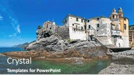  Presentation with rocks - Slides having panorama-of-medieval-fortification background and a violet colored foreground