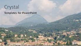  Presentation with city buildings - Beautiful theme featuring panorama-of-menaggio-town backdrop and a light blue colored foreground