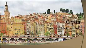  Presentation with flower beautiful lilac border - Beautiful theme featuring panorama of menton beautiful town backdrop and a coral colored foreground