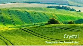  Presentation with czech republic - Slide deck having panorama of moravian rolling fields background and a tawny brown colored foreground