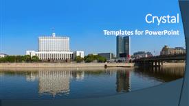  Presentation with government - Cool new theme with panorama of moscow - white house - center of russian government - russia backdrop and a teal colored foreground