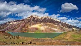  Presentation with himachal pradesh - Audience pleasing slide deck consisting of panorama-of-mountain-lake-chandra backdrop and a coral colored foreground