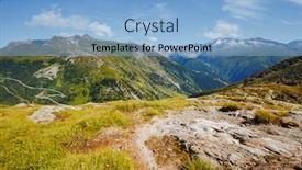  Presentation with earth day - Amazing PPT theme having panorama-of-mountain-slopes backdrop and a light blue colored foreground