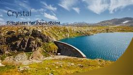  Presentation with earth day - Presentation theme having panorama-of-mountain-slopes background and a teal colored foreground