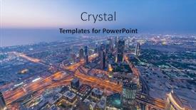 Presentation with dubai - Cool new PPT layouts with panorama of night dubai during sunset backdrop and a light blue colored foreground