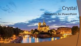  Presentation with notre dame paris france - Cool new presentation theme with panorama of notre dame cathedral backdrop and a light blue colored foreground