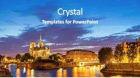  Presentation with notre dame paris france - PPT theme enhanced with panorama of notre dame cathedral background and a teal colored foreground