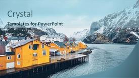  Presentation with fishing - Slide deck enhanced with panorama-of-nusfjord-authentic-fishing background and a light blue colored foreground