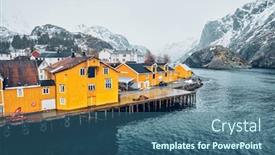  Presentation with fishing - Slide set with panorama-of-nusfjord-authentic-fishing background and a ocean colored foreground
