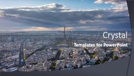  Presentation with paris france - Theme enhanced with panorama-of-paris-city background and a gray colored foreground