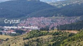  Presentation with city - Slide set having panorama-of-pljevlja-city-town background and a ocean colored foreground