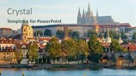  Presentation with prague - Presentation with panorama-of-prague-with-vltava background and a sky blue colored foreground