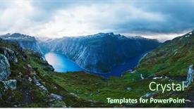  Presentation with spectacular - Colorful slide deck enhanced with panorama of ringedalsvatnet lake near trolltunga rock - most spectacular and famous scenic cliff in norway backdrop and a tawny brown colored foreground