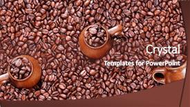  Presentation with sack of coffee beans - Beautiful theme featuring panorama of roasted coffee beans backdrop and a  colored foreground