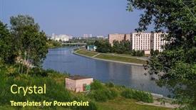  Presentation with russian - Audience pleasing PPT theme consisting of panorama-of-russian-city-oryol backdrop and a tawny brown colored foreground