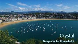  Presentation with spain - Presentation enhanced with panorama-of-san-sebastian-bay background and a ocean colored foreground