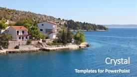  Presentation with coast - Colorful theme enhanced with panorama of secluded waterfront houses backdrop and a  colored foreground